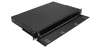 Cabeus ODF-19-24DSC-S-BK-T Кросс оптический стоечный выдвижной, 19, до 24 портов QLC(DSC), сплошная панель, (без кассет), черный