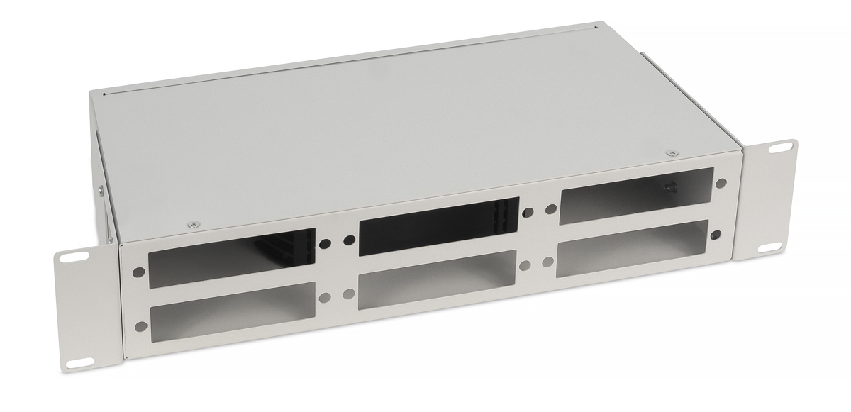 Cabeus FO-CS-19-6FP-GY Кросс бокс оптический 19" 2U на 6 адаптерных панелей, цвет серый