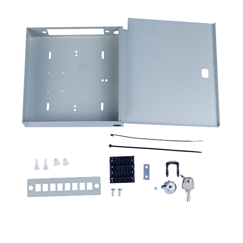Cabeus FO-WL-8SC/2LC-FP-K Кросс Распределительный Настенный Мини до 8 портов SC/LC duplex (планка, ложемент) серый RAL 7035