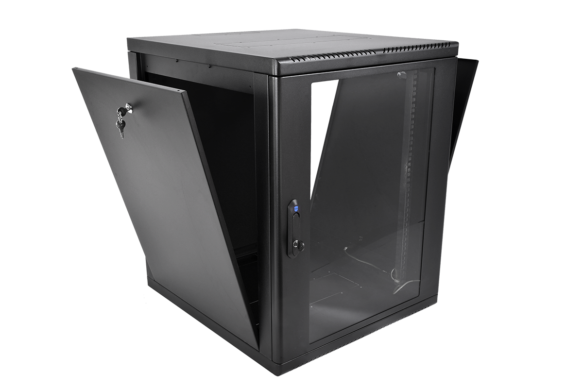 Шкаф телекоммуникационный настенный разборный 12U(600×660) съемные стенки, дверь стекло, цвет черный, ШРН-М-12.650-9005