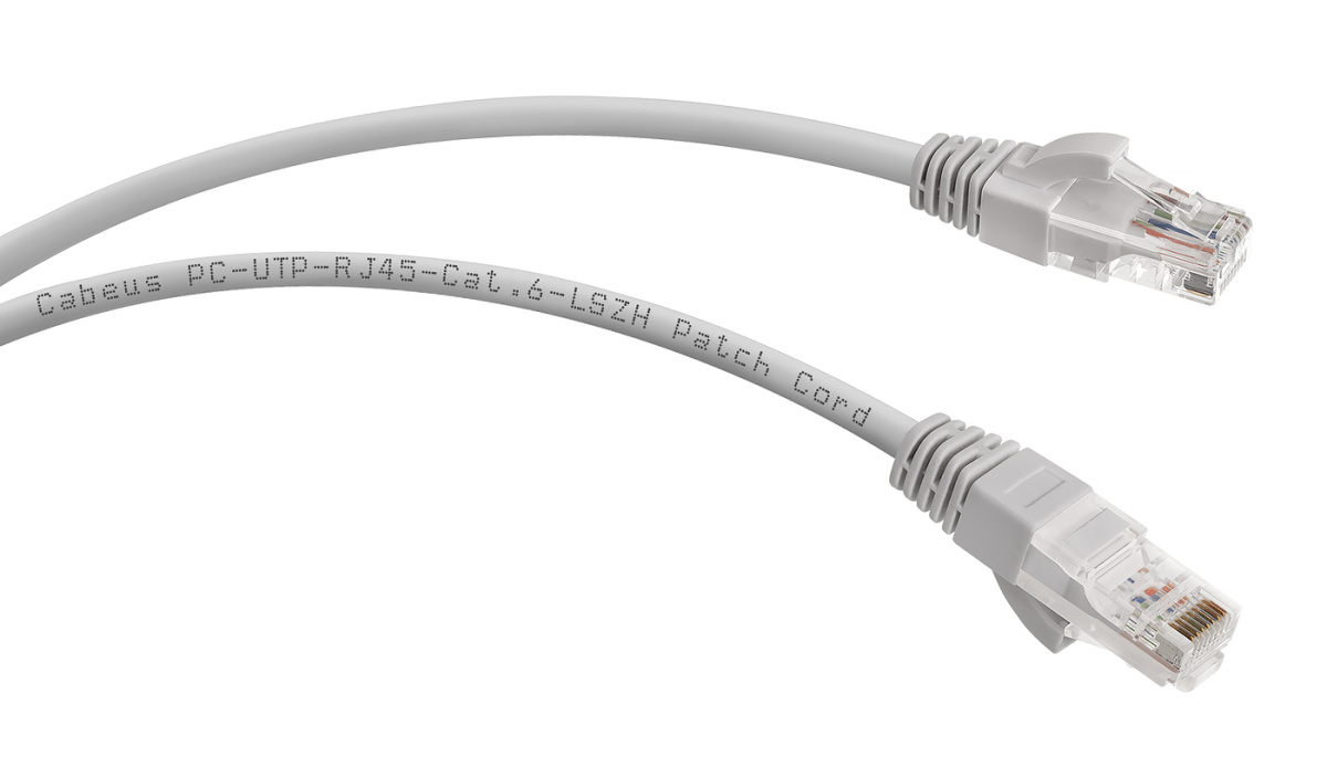 Cabeus PC-UTP-RJ45-Cat.6-2m-LSZH Патч-корд U/UTP, категория 6, 2xRJ45/8p8c, неэкранированный, серый, LSZH, 2м
