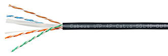 Cabeus UTP-4P-Cat.6-SOLID-OUT-LSZH-UV-20 Кабель витая пара UTP (U/UTP), категория 6, 4 пары (23 AWG), одножильный, для внутренней и внешней прокладки (+75 C - -40), LSZH-UV (20 м)