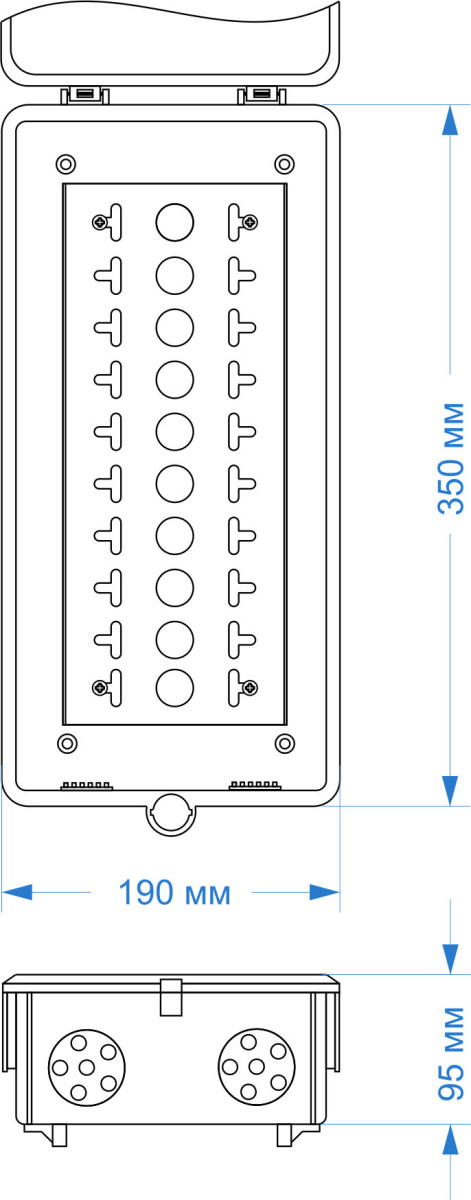 Cabeus O-DB-100P (OUT) Коробка распределительная на 100 пар, 350х190х95 мм, IP 54, для улицы