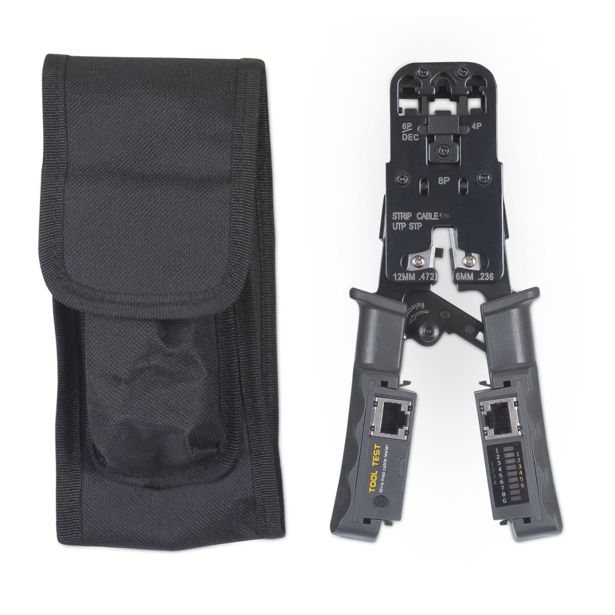 Cabeus HT-2010NT (HT-022) Инструмент обжимной 3 в 1 для RJ-45, RJ-11/12 с тестером для витой пары