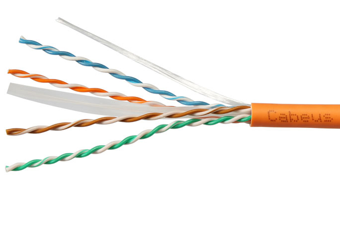 Cabeus UTP-4P-Cat.6-SOLID-LSZH-50 Кабель витая пара UTP (U/UTP), категория 6, 4 пары (23 AWG), одножильный, LSZH, нг(А)-HF, оранжевый (50 м)
