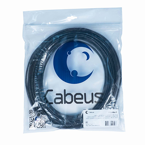 Cabeus UTP-4P-Cat.5e-SOLID-OUT-PE-UV-25 Кабель витая пара UTP (U/UTP), категория 5e, 4 пары (24 AWG), одножильный, для внешней прокладки, PE-UV (25 м)