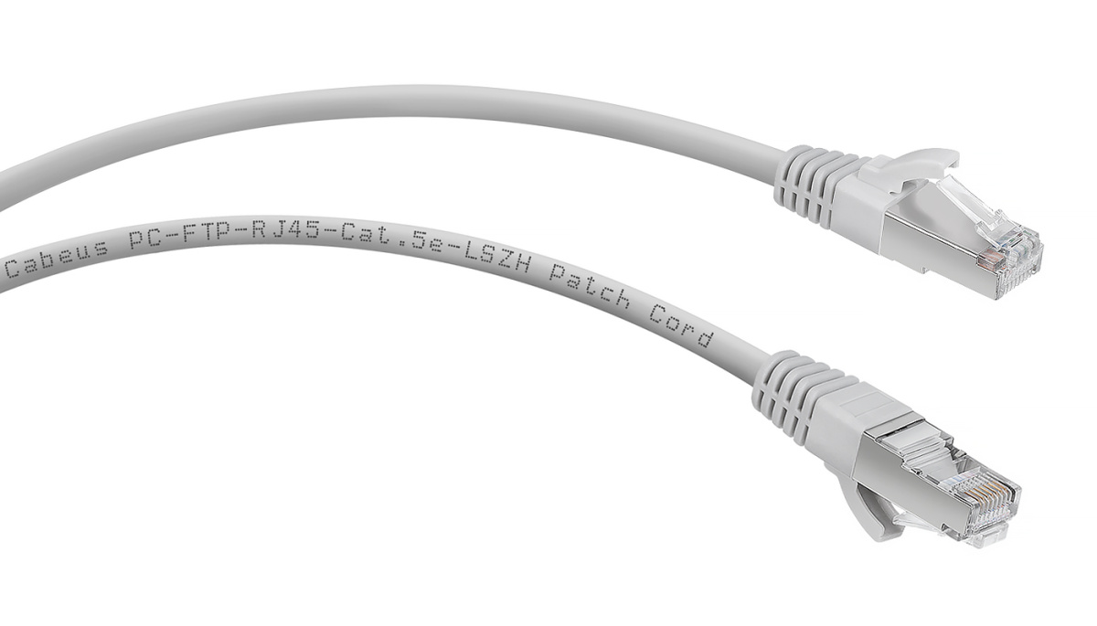Cabeus PC-FTP-RJ45-Cat.5e-5m-LSZH Патч-корд F/UTP, категория 5е, 2xRJ45/8p8c, экранированный, серый, LSZH, 5м