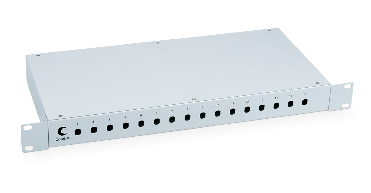 Cabeus FO-19-16ST Кросс бокс оптический 19" на 16 ST(FC) со сплайс пластиной и КДЗС (без пигтейлов и проходных адаптеров)