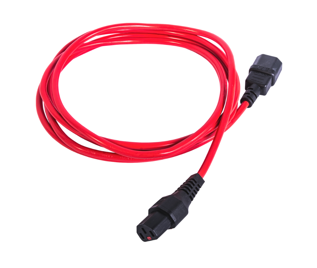 Шнур питания с фиксатором IEC 60320 C13/IEC 60320 C14, 10 А / 250 В (3 × 1,0), длина 3 м, красный, R-10-Cord-C13-C14-3-Red