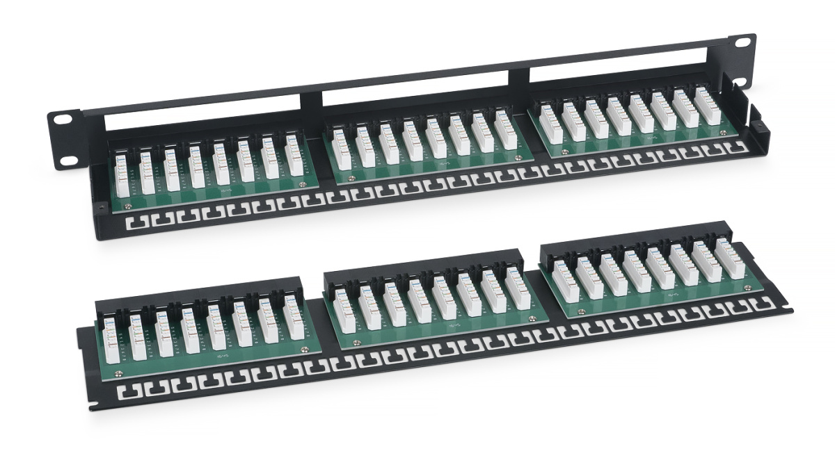 Cabeus PLHD-48-Cat.6-Dual IDC-1U Патч-панель высокой плотности 19", 1U, 48 портов RJ-45, категория 6, Dual ID