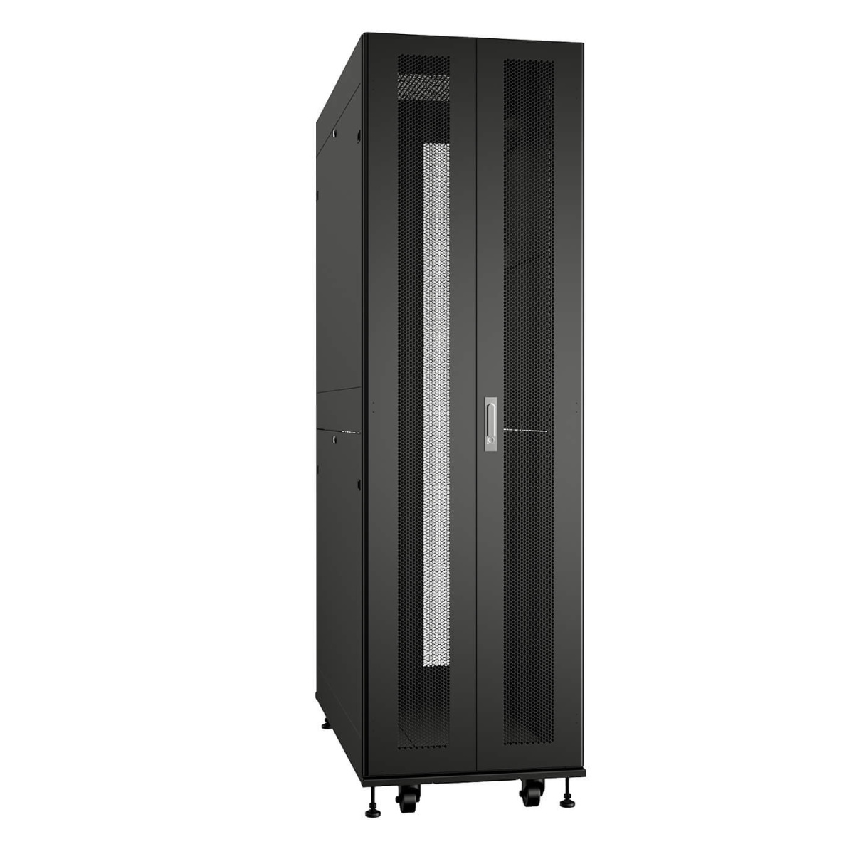 Cabeus ND-SC-47U60/120-BK Шкаф серверный телекоммуникационный 19" напольный для распределительного и серверного оборудования 47U 600x1200mm передняя и задняя двойные перфорированные двери, ручки с замком, цвет черный (RAL 9004)