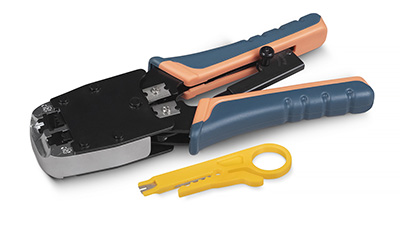 Cabeus HT-500R Инструмент обжимной для RJ-45 (8р8с), RJ-11/12 (6р6с, 6р4с, 6р2с), профессиональный, с храповым механизмом