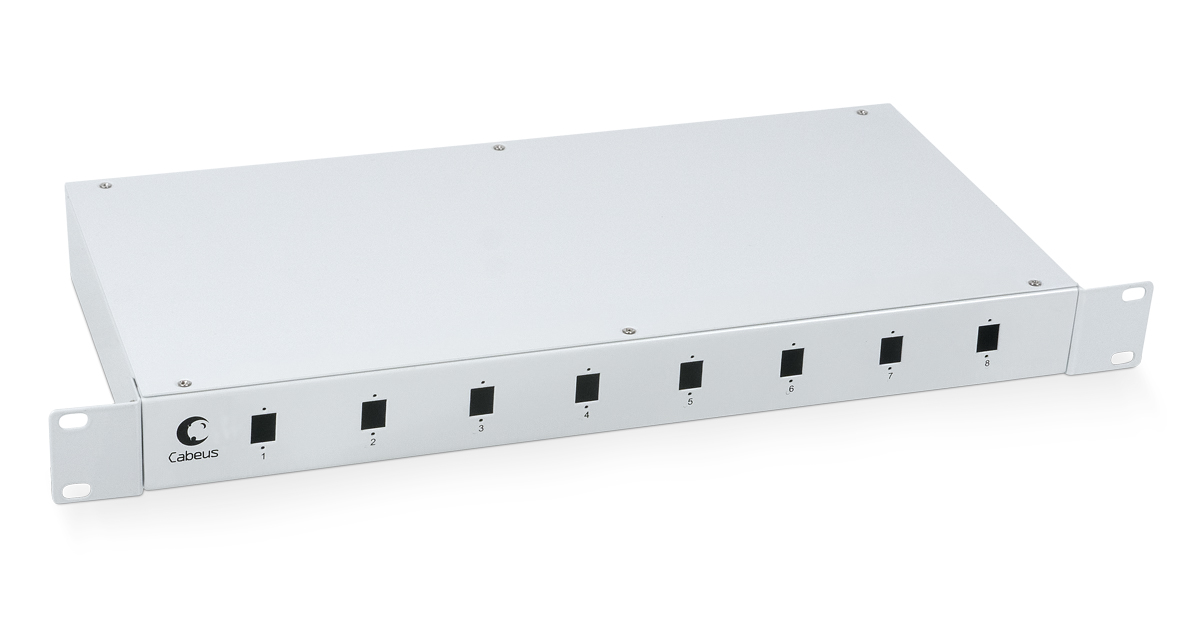 Cabeus FO-19-8SC Кросс бокс оптический 19" на 8 SC (LC duplex) со сплайс пластиной и КДЗС (без пигте