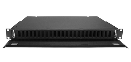 Cabeus ODF-19-24DSC-S-BK-T Кросс оптический стоечный выдвижной, 19, до 24 портов QLC(DSC), сплошная панель, (без кассет), черный