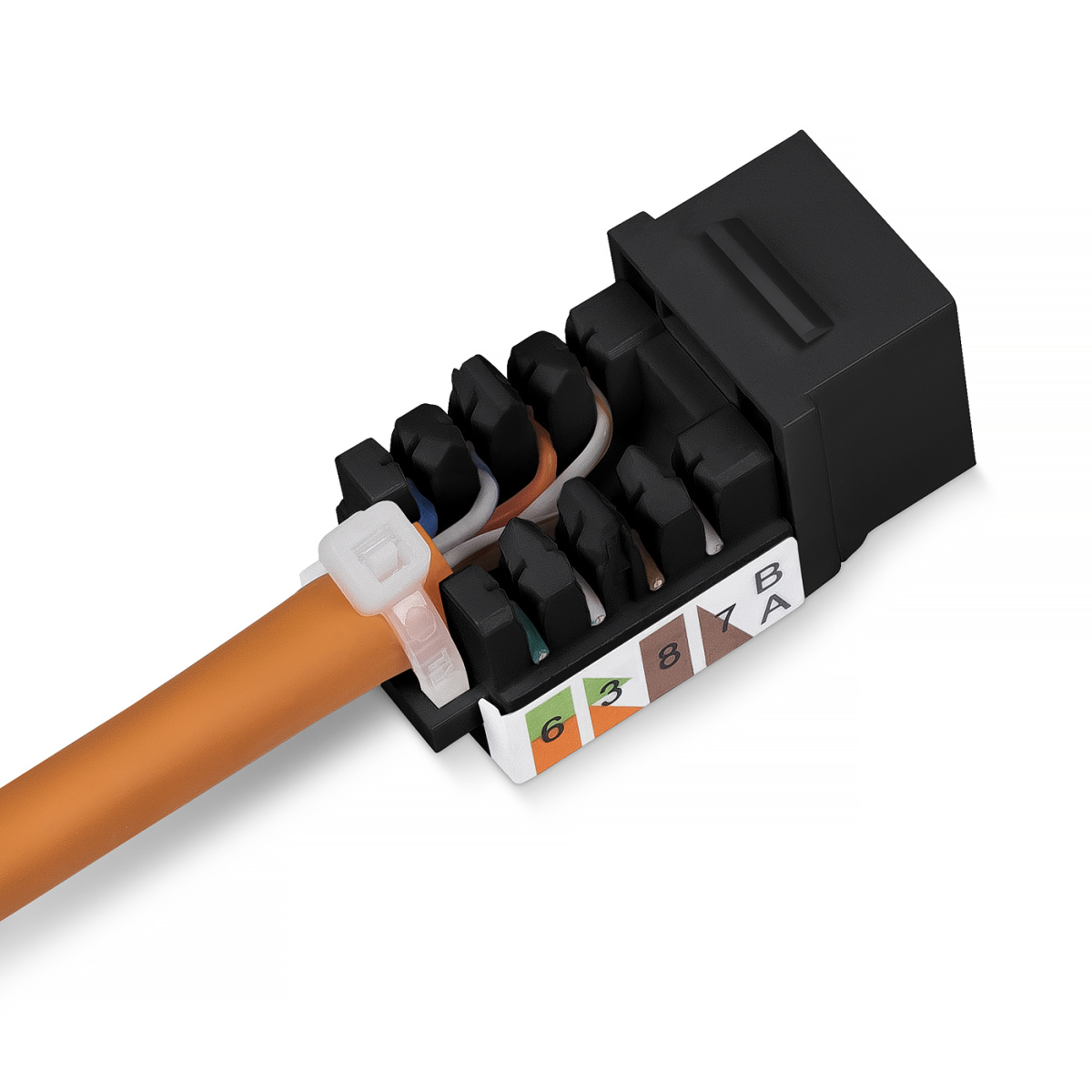 Cabeus KJ-RJ45-Cat.5e-90-SW-BK Вставка Keystone Jack RJ-45, категория 5e, заделка тип 110, черная, со стяжкой