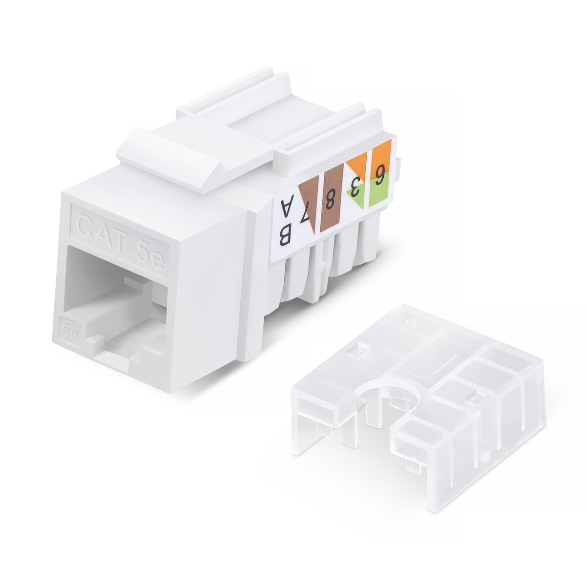 Cabeus KJ-RJ45-Cat.5e-90-SW Вставка Keystone Jack RJ-45, категория 5e, заделка 110 тип, белая, со стяжкой