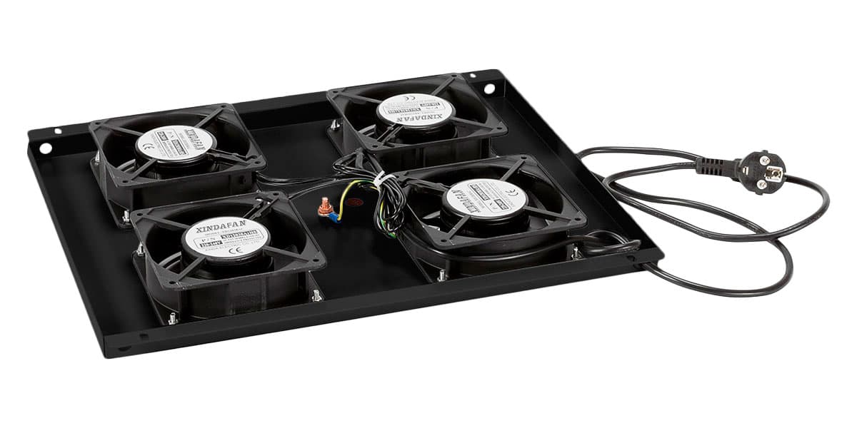 Cabeus TRAY-60-BK Модуль вентиляторный с 4-я вентиляторами для установки в напольные шкафы серии SH-05C, ND-05C глубиной 600мм, цвет черный (RAL 9004)