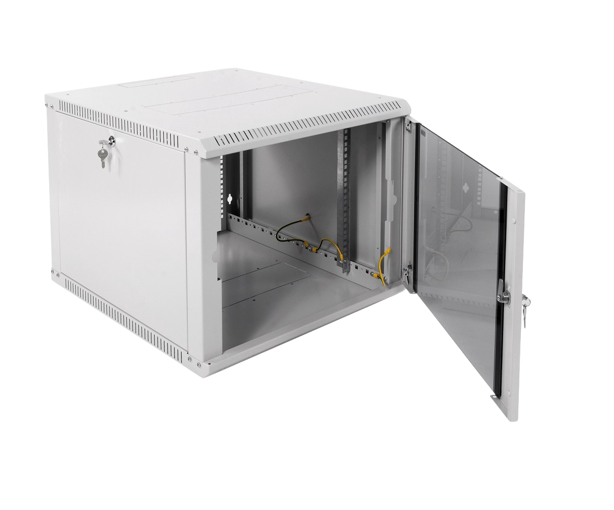 Шкаф телекоммуникационный настенный ЦМО ШРН-Э, 19", 9U, 476х600х650 мм (ВхШхГ), дверь: стекло, боковая панель: сплошная съемная, разборный, цвет: серый