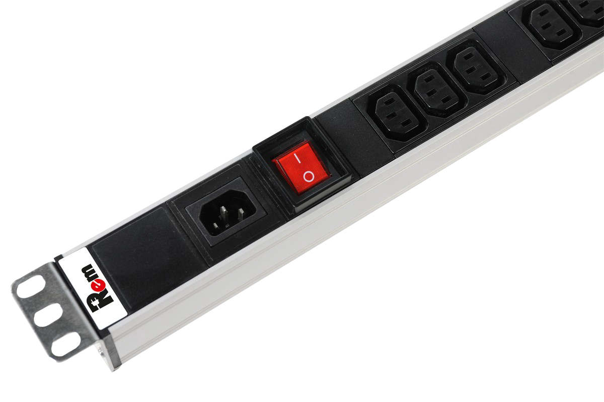 Блок силовых розеток Rem Rem-16, вертикальный, неуправляемый, IEC 60320 С13 х 10, Shuko х 15, вход IEC 320 C20, 42U, 1863х45х45 мм (ВхШхГ), 16А, выключатель, чёрный, без шнура