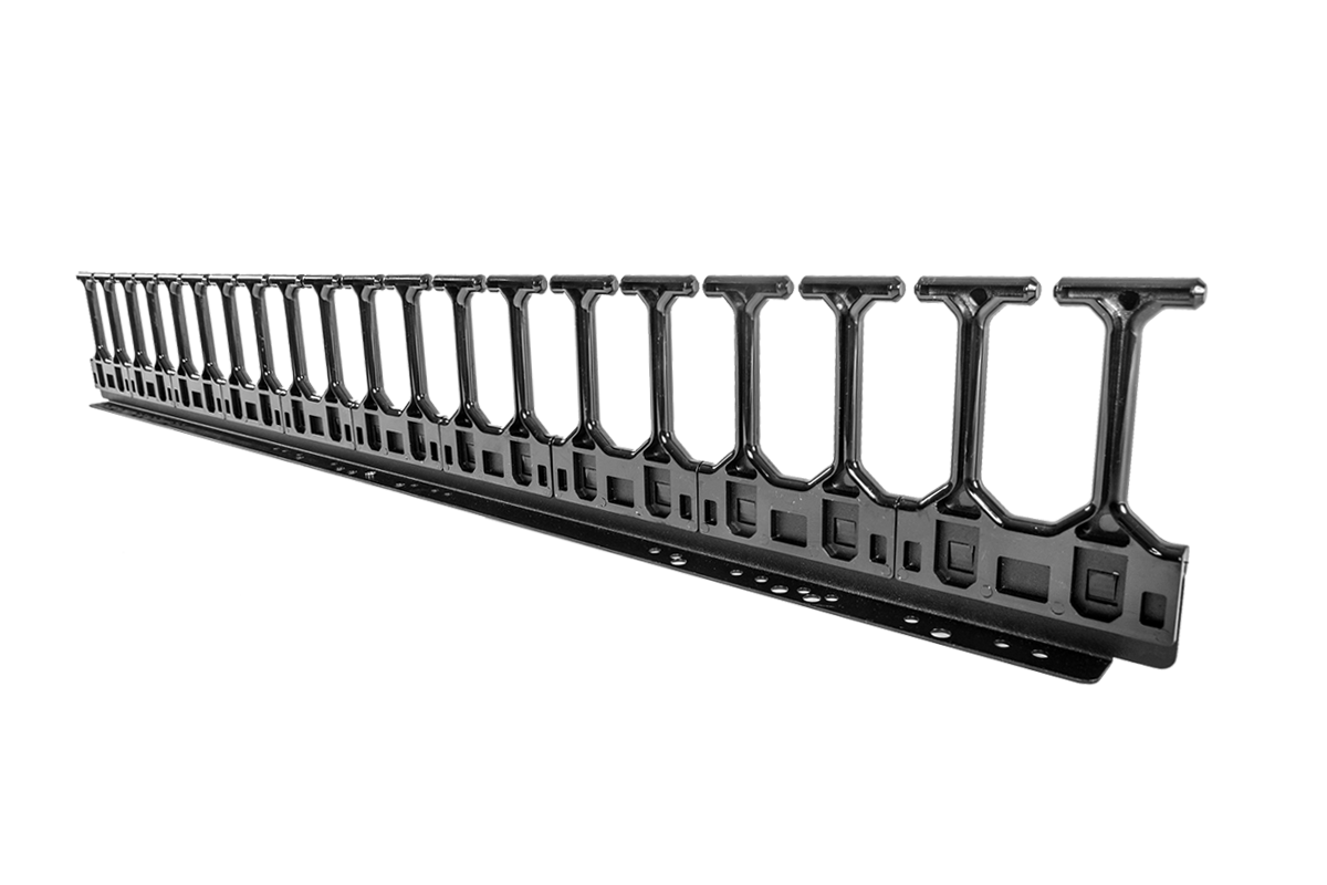 Вертикальный однорядный кабельный органайзер с пластиковыми пальцами для шкафов ШТК-СП-48.6.x,2компл, ВКО-П-24/48U-9005