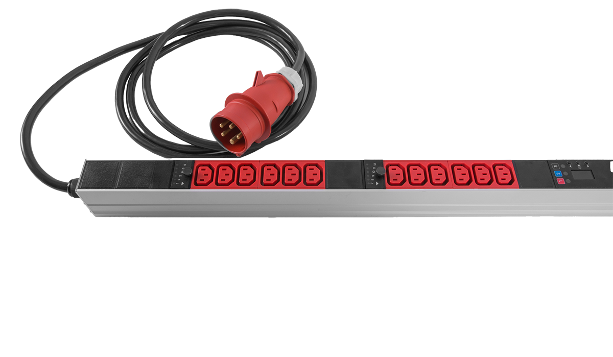 Верт блок розеток Rem-2MC, монит, измер, управл, 3×16A, авт, 36C13, 1820мм, шнур 3м IEC309, R-2MC3-3x16-36xC13-MCL-1820-3-3PN