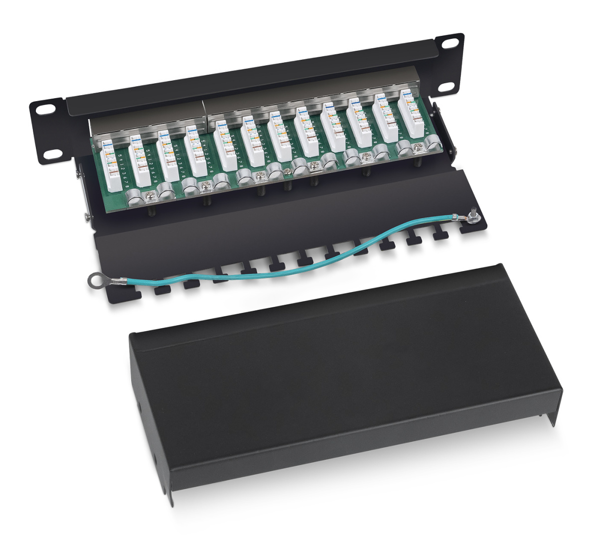 Cabeus PL-12-Cat.6 10"-SH-Dual IDC Патч-панель 10", установочный размер 236 мм, 12 портов RJ-45 полностью экранированная, категория 6, Dual IDC