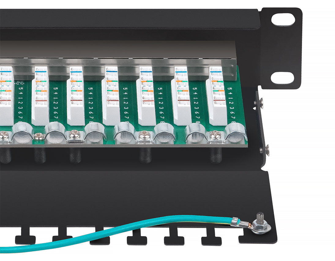 Cabeus PL-12-Cat.6 10"-SH-Dual IDC Патч-панель 10", установочный размер 236 мм, 12 портов RJ-45 полностью экранированная, категория 6, Dual IDC