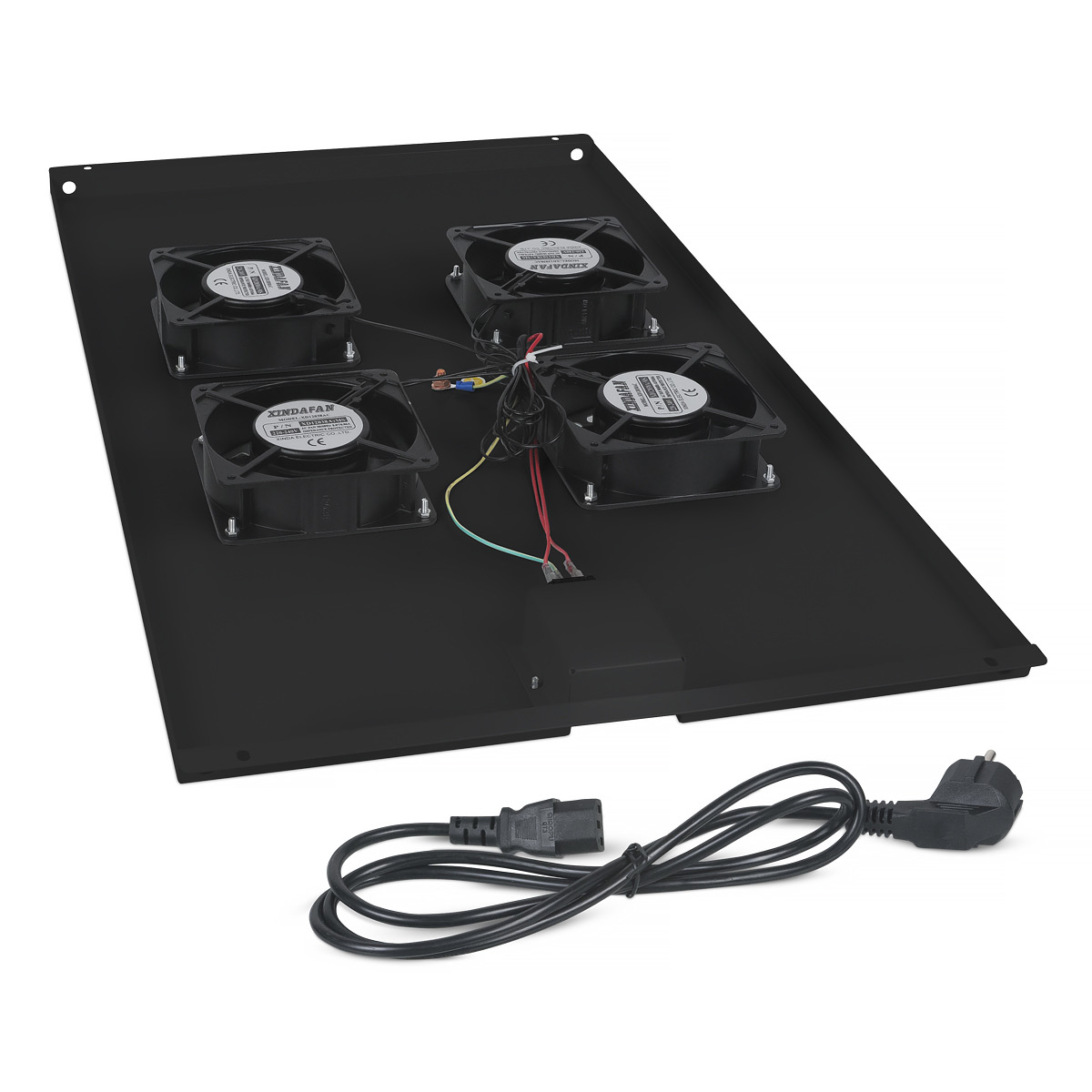 Cabeus TRAY-100-BK Модуль вентиляторный с 4-я вентиляторами для установки в напольные шкафы серии SH-05C , ND-05C глубиной 1000мм, цвет черный (RAL 9004)