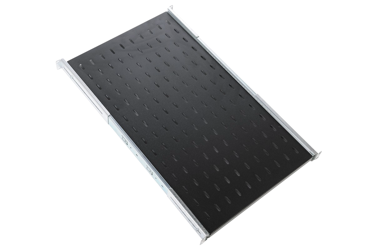 ЦМО ТСВ-58-9005 Полка перфорированная выдвижная с телескопическими направляющими, глубина 580 мм, цвет черный, ТСВ-58-9005