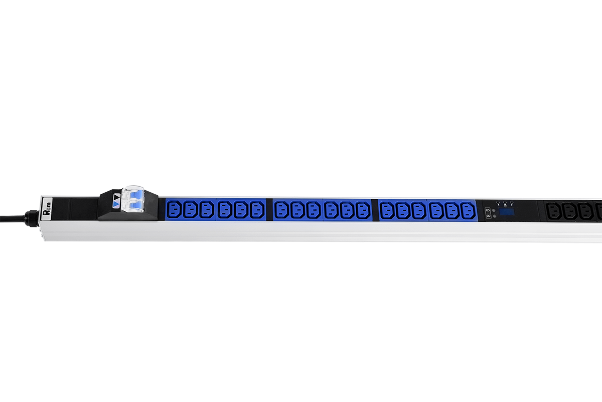 Верт блок розеток Rem-2MC, монит, измер, 1×32А, авт, 36C13, 1420мм, шнур 3м IEC309, R-2MC3-32-36C13-A-MI-1420-3-2P