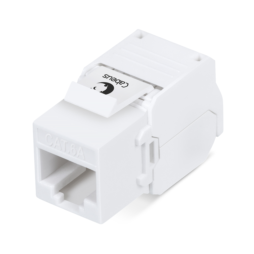 Cabeus KJ-RJ45-Cat.6A-180-Toolless Вставка Keystone Jack RJ-45(8P8C), 180 градусов, категория 6A, бе