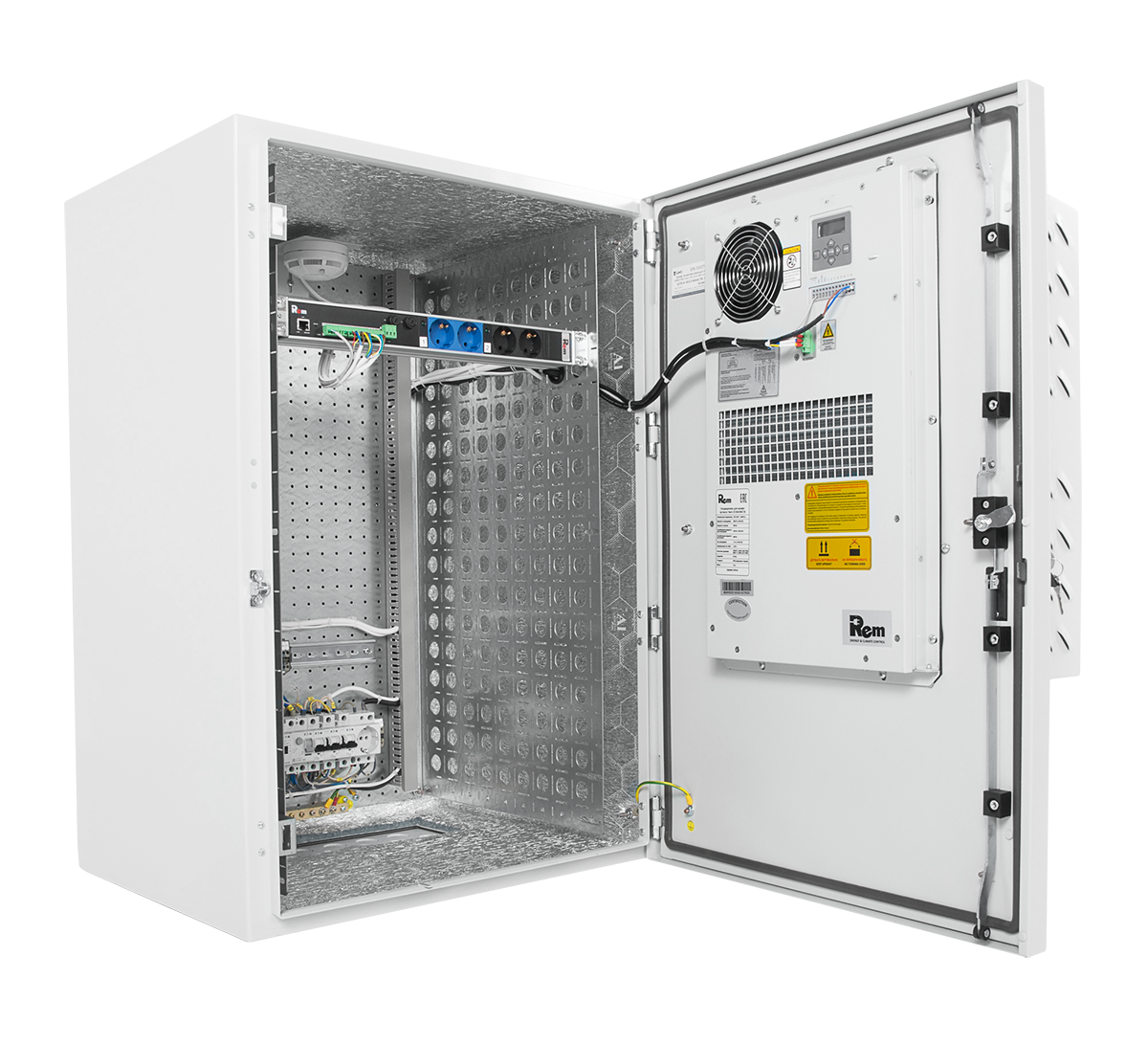 Шкаф всепогодный настенный 18U (Ш600 × Г500), нерж. сталь. компл.  ТК с контроллером MC3 и датчиками, ШТВ-НН-18.6.5-КААА-ТК-МС3