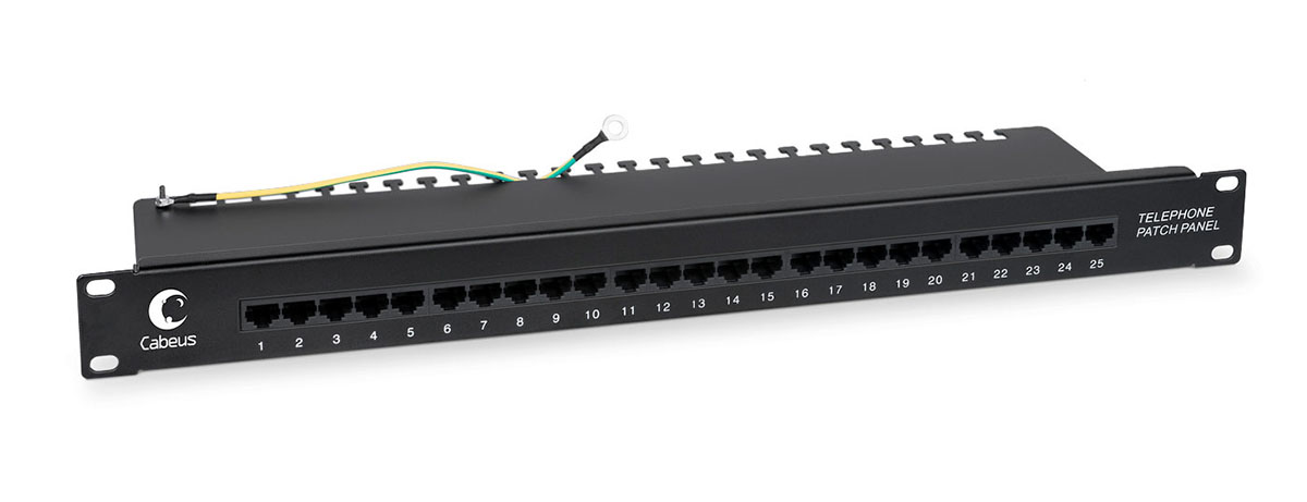Cabeus PL-25-TEL-Dual IDC Патч-панель 19" (1U), 25 портов RJ-45, Dual IDC (телефонная раскладка)