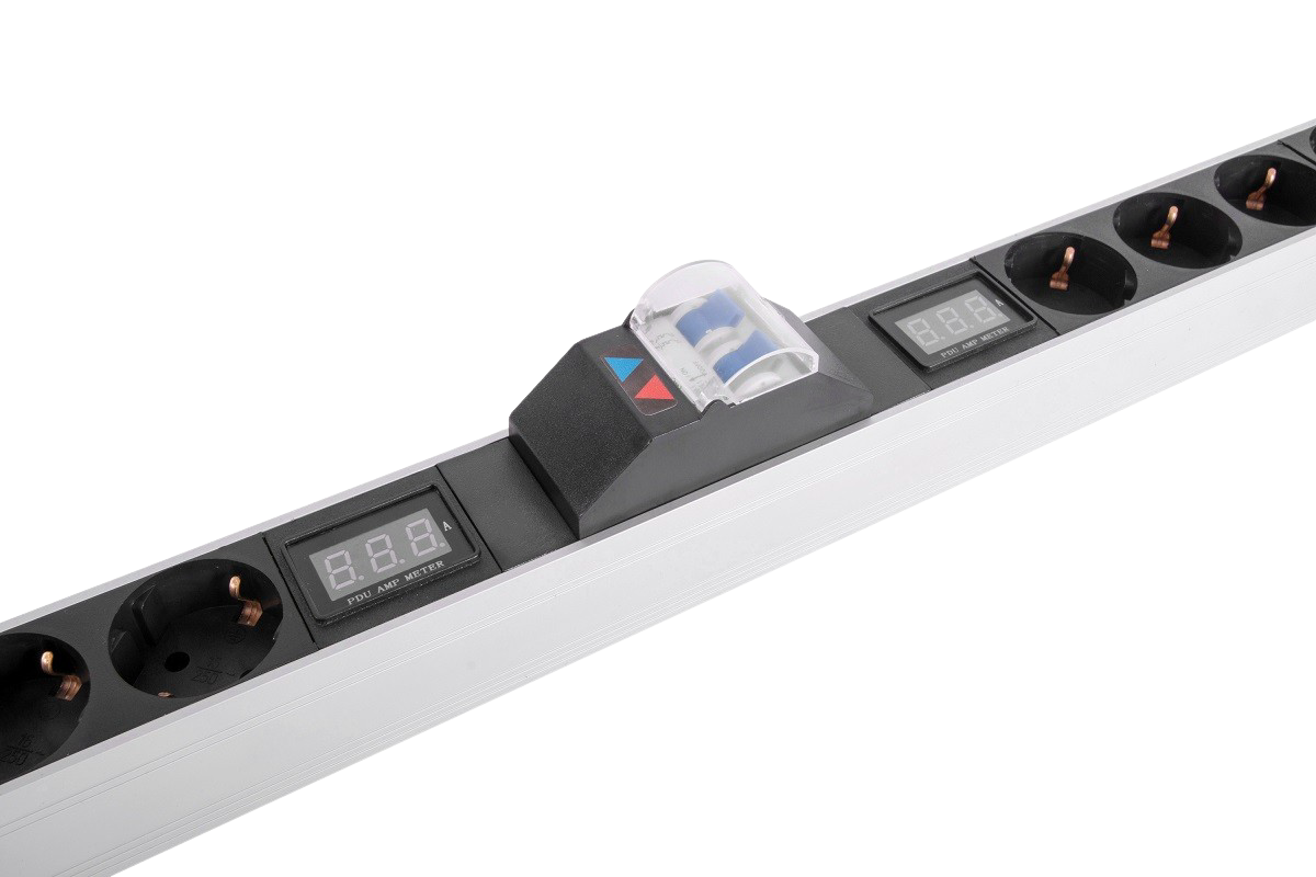 ЦМО R-32-2X(12S-A-Am)-1820-K Верт. блок розеток Rem-32 на 2 конт. по 12 Schuko с авт. и амп., 32А, алюм., 42-48U, колодка, R-32-2X(12S-A-Am)-1820-K