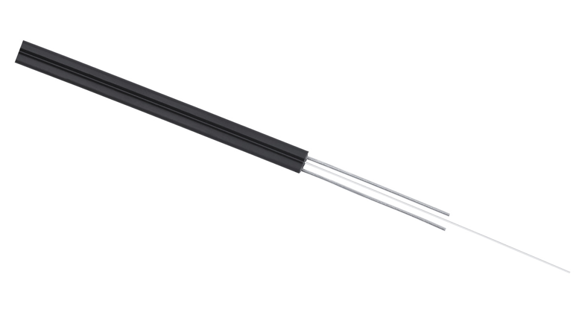 Cabeus FTTH-9-01-3-LSZH-IN/OUT-40 Кабель волоконно-оптический 9/125 одномодовый, 1 волокно, усилен двумя стальными проволоками, FTTH (fiber to the home), внутренний/внешний, (-40C ~ +60), LSZH, черный