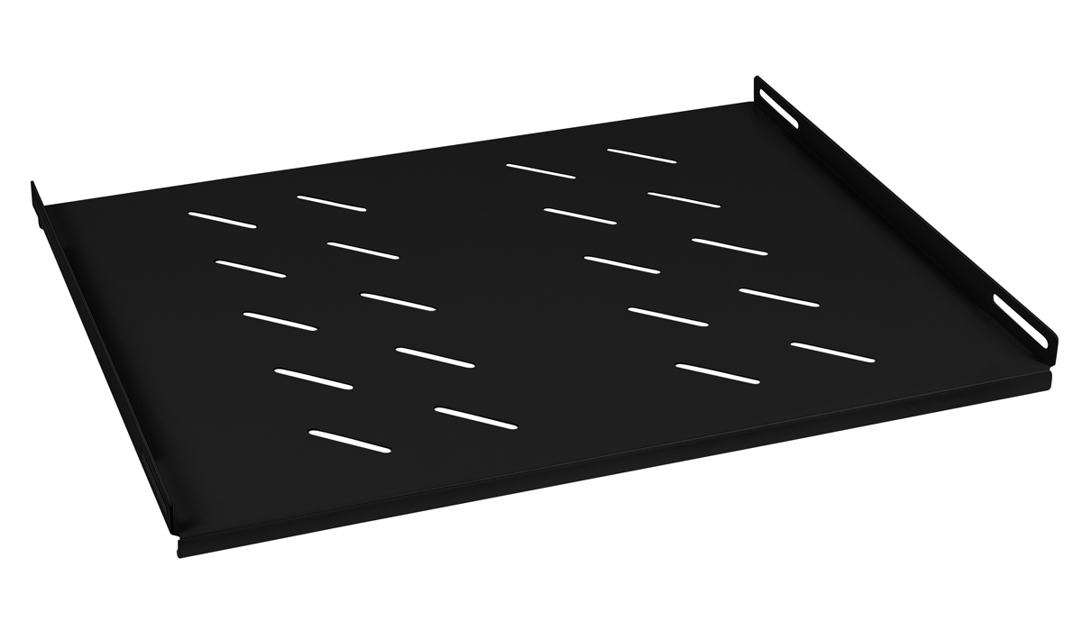 Cabeus SH-J018-FC-600m-100KG-BK Полка 19" перфорированная глубиной 400 мм для напольных шкафов с глубиной 600 мм, усиленная до 100кг, цвет черный (RAL 9004)