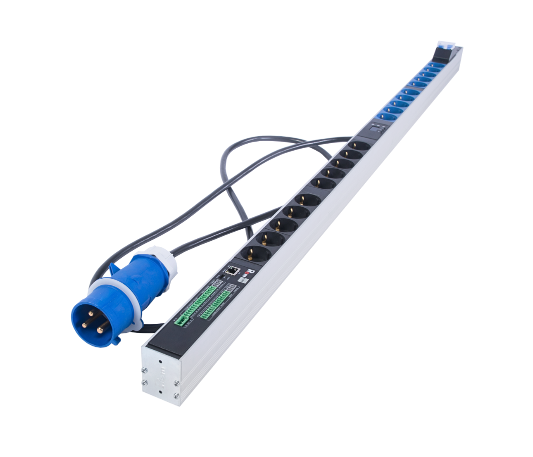 Верт блок розеток Rem-2MC, монит, измер, 1×32А, авт, 20S, 1420мм, шнур 3м IEC309, R-2MC3-32-20S-A-MI-1420-3-2P