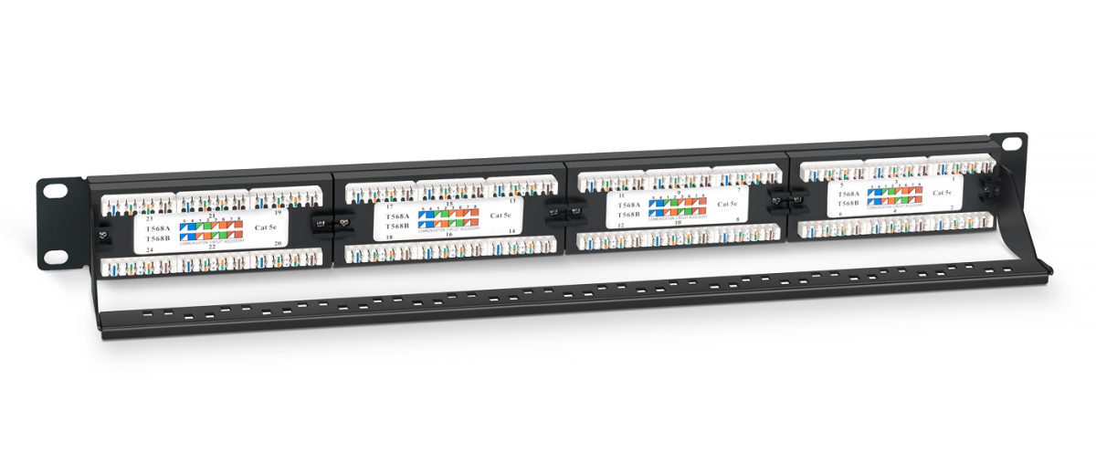 Cabeus PL-24-Cat.5e-Dual IDC Патч-панель 19" (1U), 24 порта RJ-45, категория 5e, Dual IDC, с задним кабельным организатором