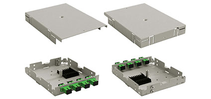 Cabeus FO-WL-4-SC/DLC-T Кросс оптический настенный, до 4 портов SC(DLC), ложемент - 1шт., серый