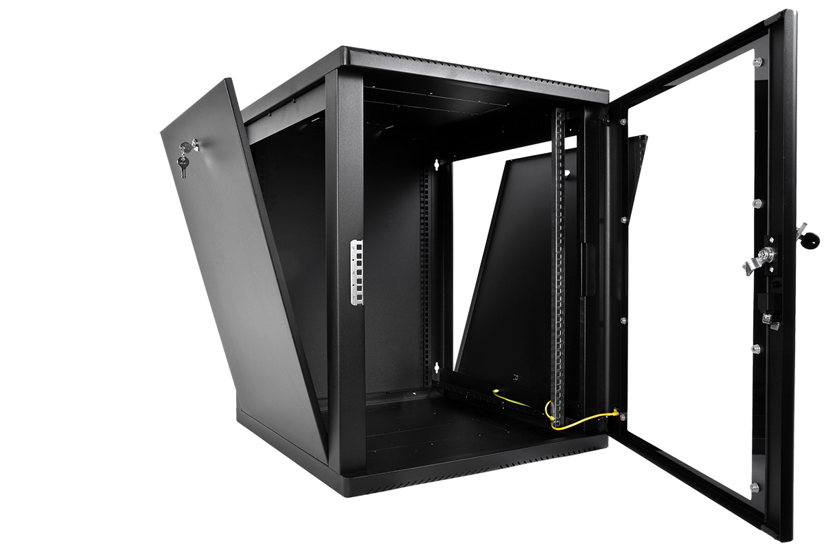 Шкаф телекоммуникационный настенный разборный 12U(600×660) съемные стенки, дверь стекло, цвет черный, ШРН-М-12.650-9005