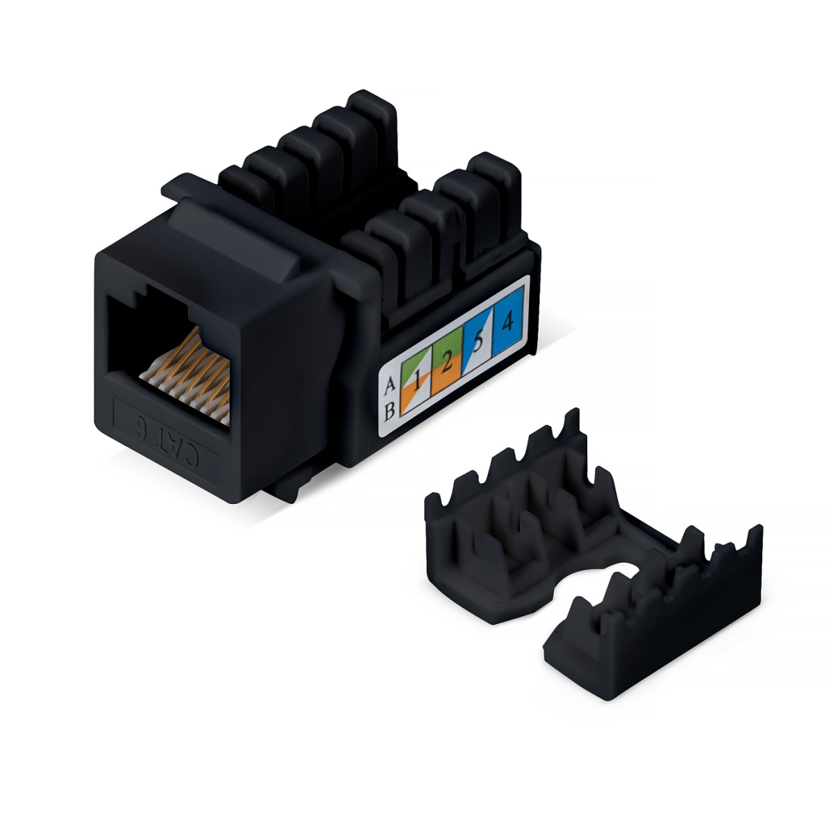 Cabeus KJ-RJ45-Cat.6-90-BK Вставка Keystone Jack RJ-45, категория 6, заделка тип 110, черная
