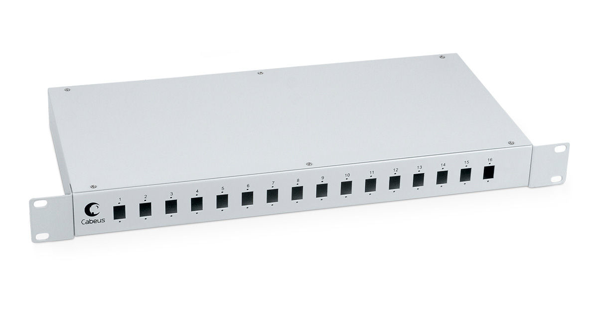 Cabeus FO-19-16SC Кросс бокс оптический 19" на 16 SC (LC duplex) со сплайс пластиной и КДЗС (без пиг