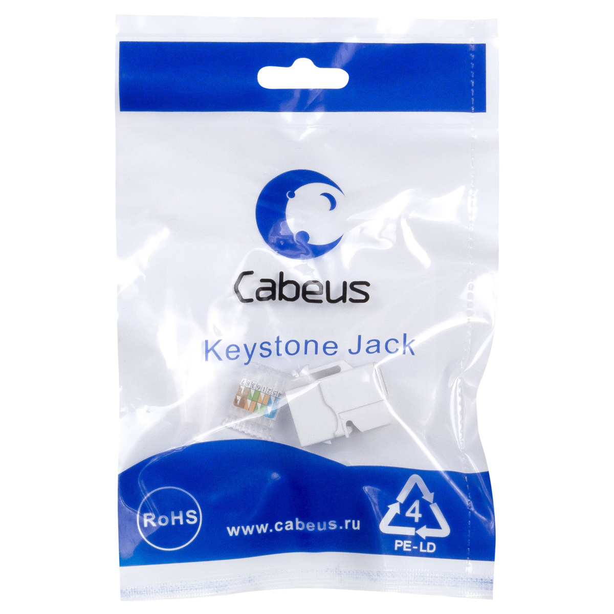 Cabeus KJ-RJ45-Cat.6-Toolless Вставка Keystone Jack RJ-45(8P8C), категория 6, без инструмента Toolless, белая