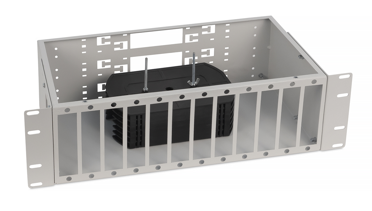 Cabeus FO-CS-19-12FP-GY Кросс бокс оптический 19" 3U на 12 адаптерных панелей, цвет серый