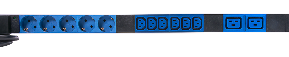 Верт блок розеток Rem-32, 1×32A, 2 авт, инд, 48C13, 1820мм, шнур 3м IEC309, R-32-48C13-A-I-1820-3-2P