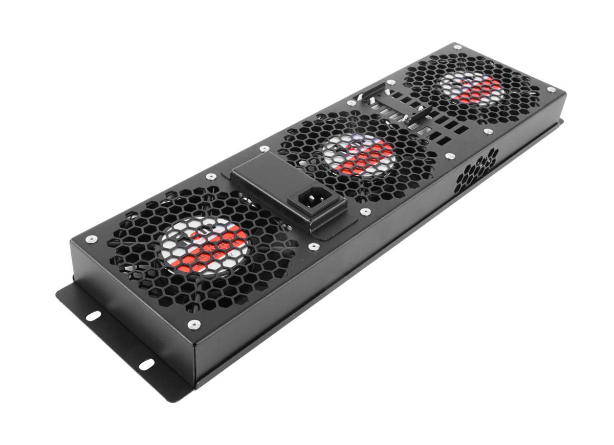 Модуль вентиляторный, 3 вентилятора с терморегулятором 3U, чёрный, R-FAN-3T-3U-9005