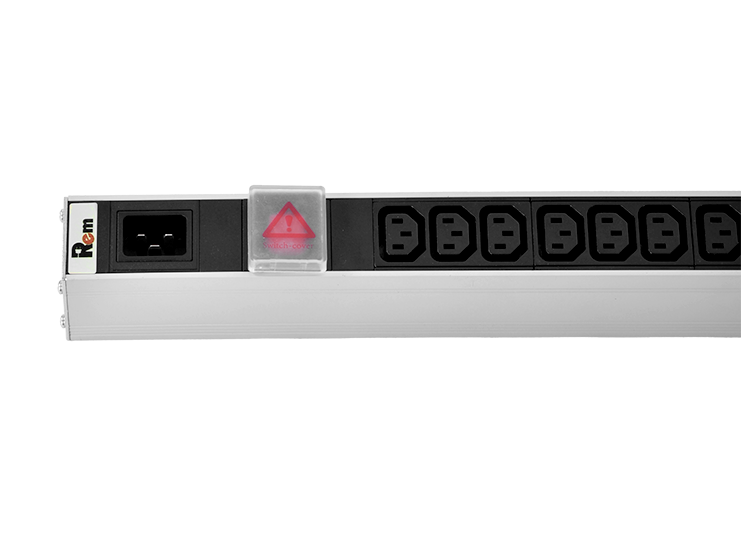 Верт блок розеток Rem-16, 1×16A, выкл, 36C13, 6C19, 1420мм, 33-48U, вход C20, R-16-36C13-6C19-V-1420