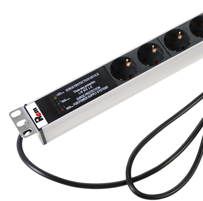 ЦМО R-16-10S-10C13-FI-1420-3 Вертикальный блок розеток Rem-16 с фил. и инд., 10&nbsp;&nbsp;Schuko, 10 C13, 16A, алюм.,33-48U, шнур 3м. R-16-10S-10C13-FI-1420-3