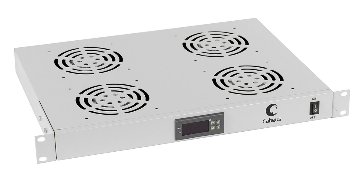 Cabeus JG03t Модуль вентиляторный 19", глубина 320 mm, 4 вентилятора, с цифровым термодатчиком