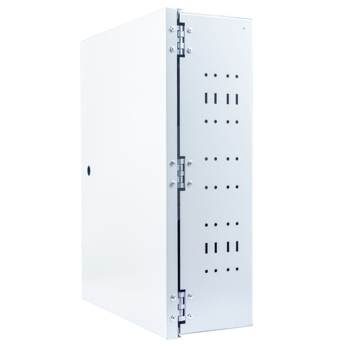 Cabeus FO-WL-64/96-SC/2LC/FC/ST-FP-K Кросс оптический настенный частично укомплектованный 64/96 портов SC/LC duplex/FC/ST (Планка SC/2LC-12 шт, планка FC/ST-12шт, планка-заглушка-4шт, сплайс-кассета-6шт, крышка для ску -1шт) серый RAL 7035